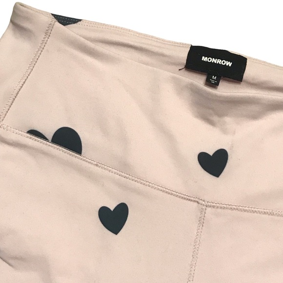 🆕 Monrow Pink Black Heart Yoga Pants M - Picture 3 of 3